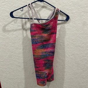 Pink leotard with multicolor